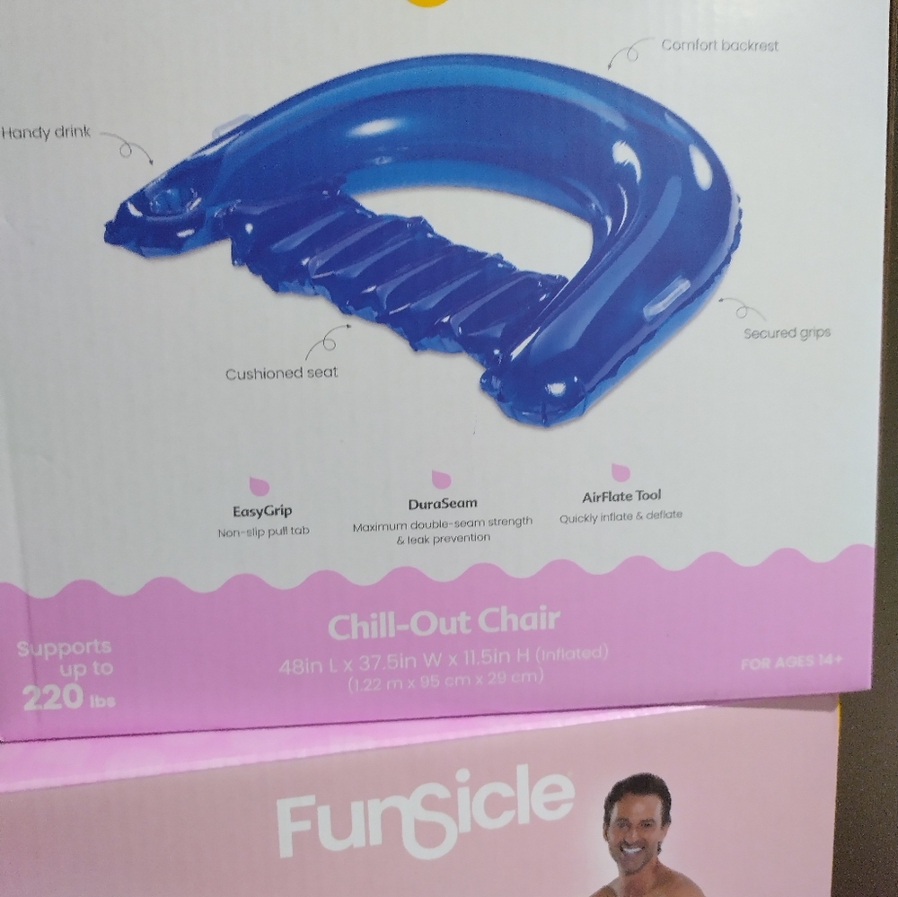 2) Funsical Chill Out Chair Lounge Pool Float Cup Holder Beach NIB - Picture 3 of 3
